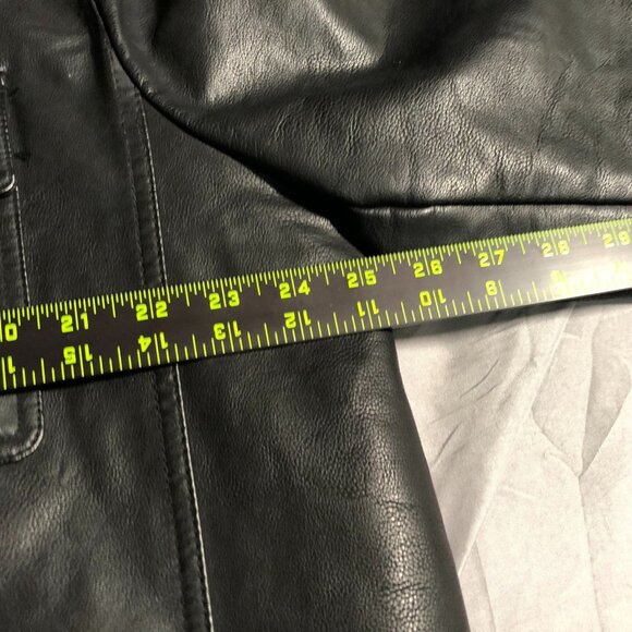 Levis Mens Moto Faux Leather Jacket XL Fauc Fur Black Insulated Collared Snap - Picture 5 of 16